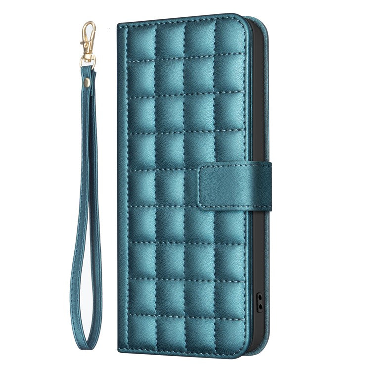 BINFEN COLOR BF34 for Xiaomi Redmi 14C 4G Leather Case Wallet Square Grid Phone Cover - Green