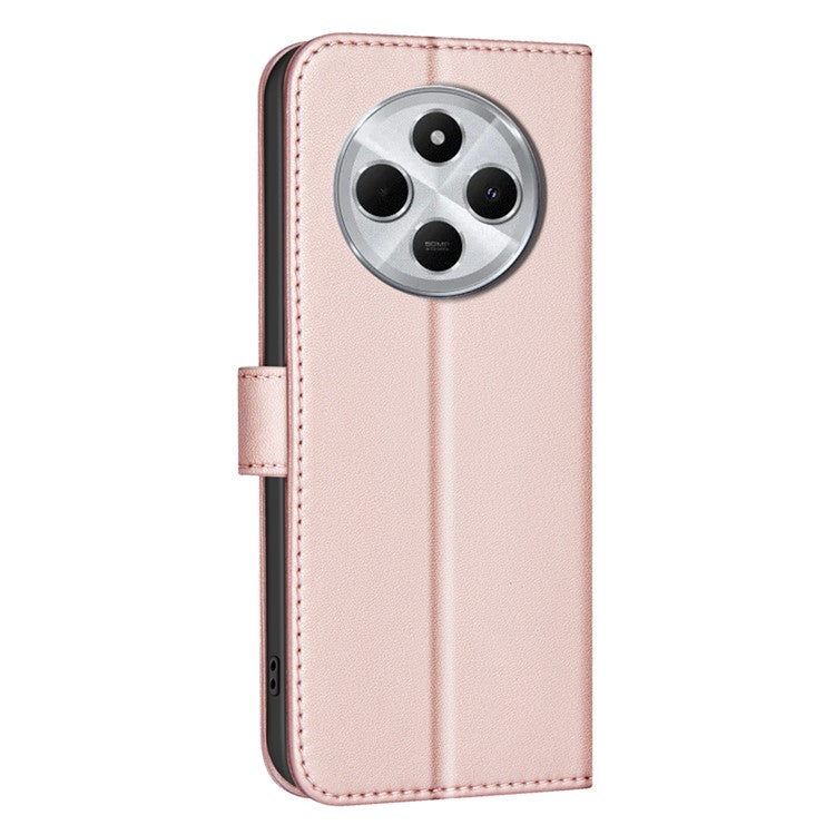 BINFEN COLOR BF34 for Xiaomi Redmi 14C 4G Leather Case Wallet Square Grid Phone Cover - Rose Gold