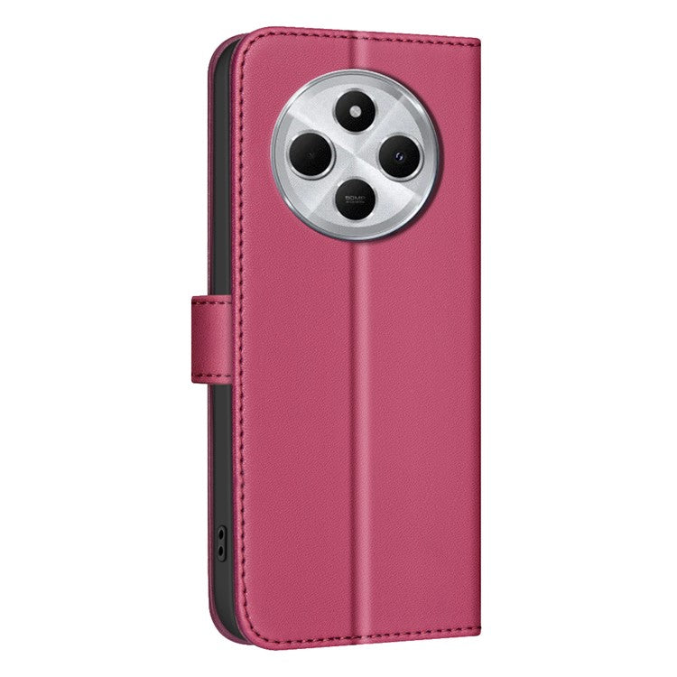 BINFEN COLOR BF34 for Xiaomi Redmi 14C 4G Leather Case Wallet Square Grid Phone Cover - Red
