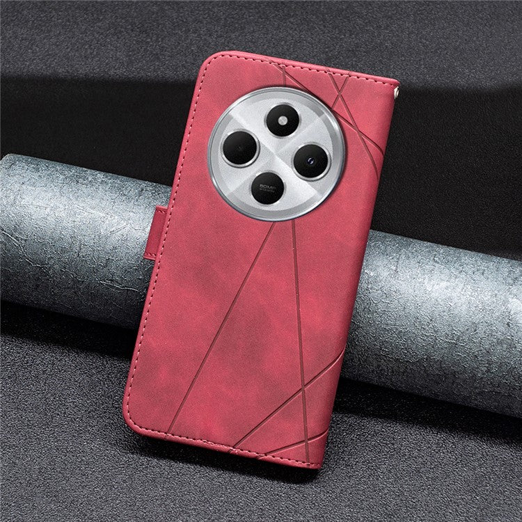 BINFEN COLOR BF05 For Xiaomi Redmi 14C 4G Case Leather Phone Cover Wallet Stand - Red