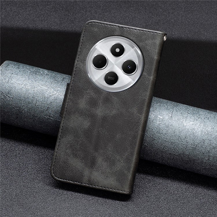 For Xiaomi Poco C75 4G / Redmi 14R 5G / 14C 4G Case Shockproof PU Leather Cover with Wallet Card Slots - Black