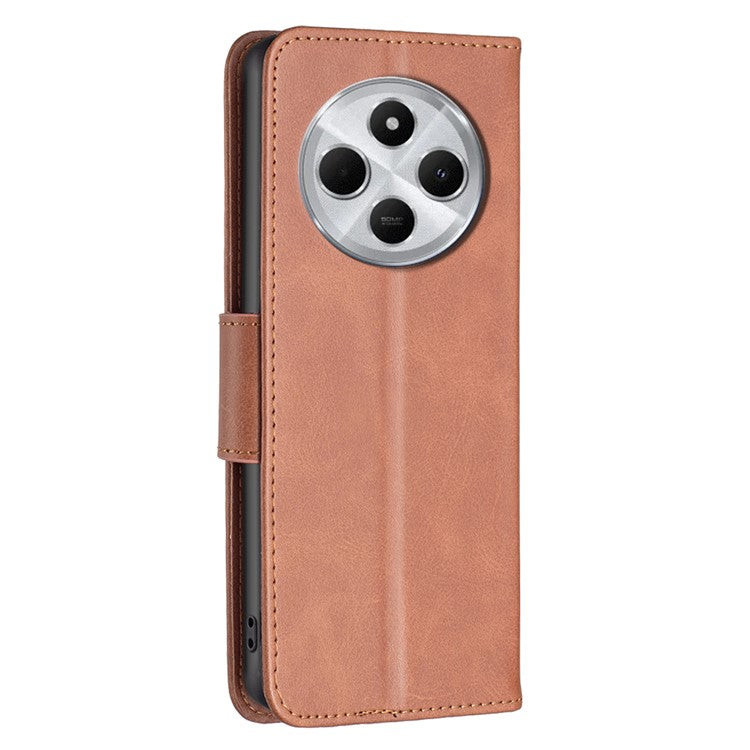 For Xiaomi Poco C75 4G / Redmi 14R 5G / 14C 4G Case Shockproof PU Leather Cover with Wallet Card Slots - Brown