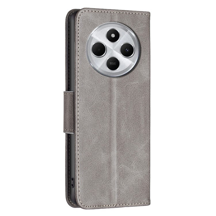 For Xiaomi Poco C75 4G / Redmi 14R 5G / 14C 4G Case Shockproof PU Leather Cover with Wallet Card Slots - Grey