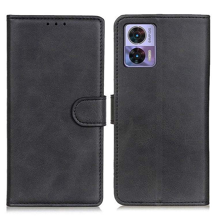 For Motorola Edge 30 Neo 5G Magnetic Clasp Phone Case Cowhide Texture PU Leather Wallet Stand Anti-drop Cover - Black