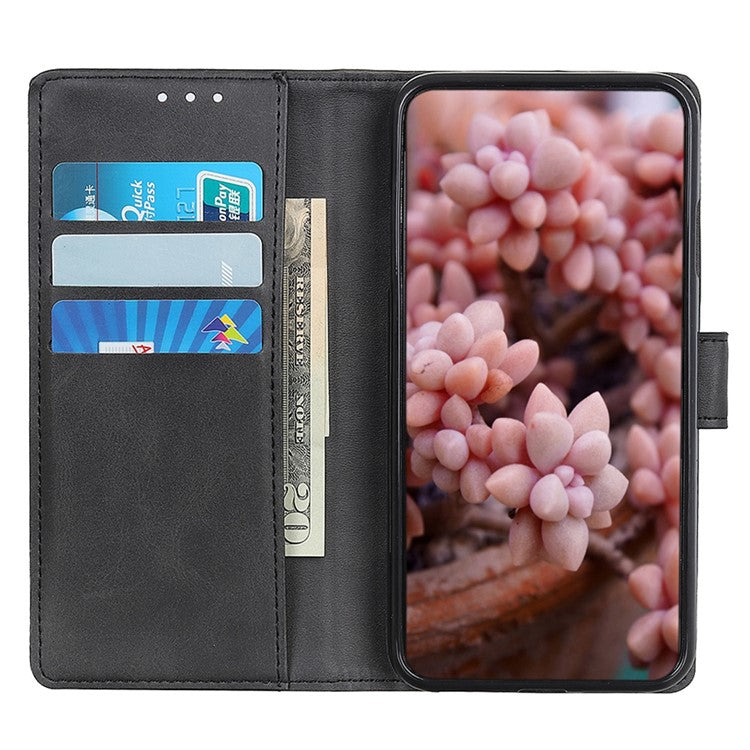 For Motorola Edge 30 Neo 5G Magnetic Clasp Phone Case Cowhide Texture PU Leather Wallet Stand Anti-drop Cover - Black
