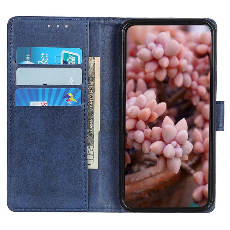 For Motorola Edge 30 Neo 5G Magnetic Clasp Phone Case Cowhide Texture PU Leather Wallet Stand Anti-drop Cover - Blue