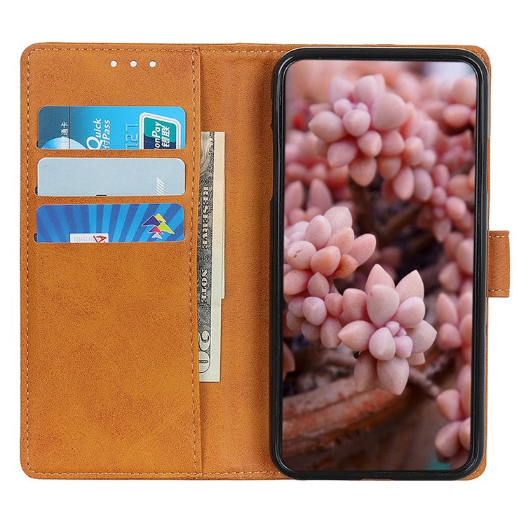 For Motorola Edge 30 Neo 5G Magnetic Clasp Phone Case Cowhide Texture PU Leather Wallet Stand Anti-drop Cover - Brown