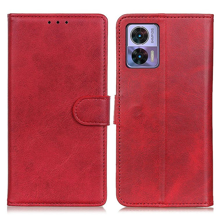 For Motorola Edge 30 Neo 5G Magnetic Clasp Phone Case Cowhide Texture PU Leather Wallet Stand Anti-drop Cover - Red