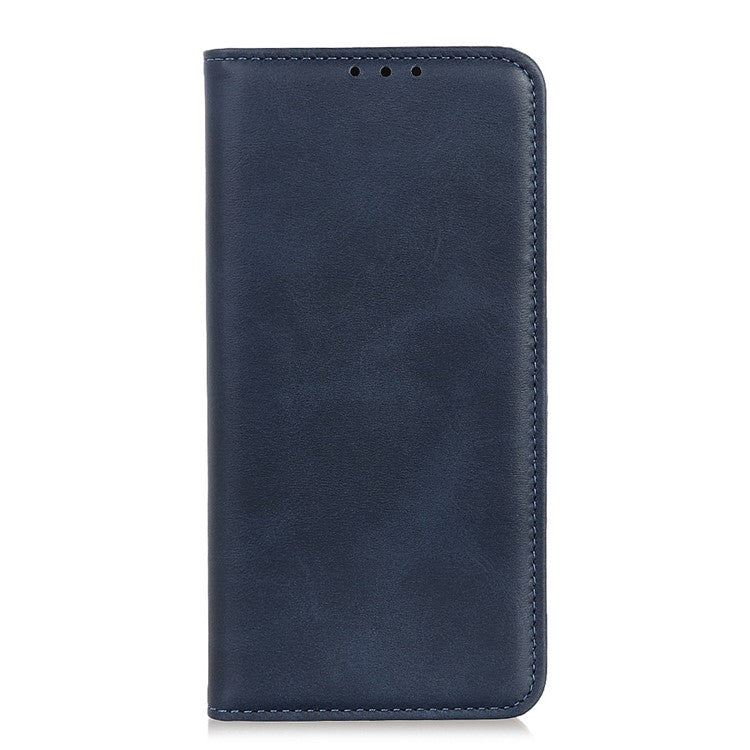 For Motorola Edge 30 Neo 5G Magnetic Auto Closing Stand Case Cowhide Texture Split Leather Phone Wallet Cover - Blue