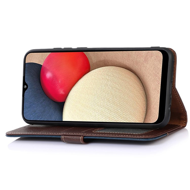 KHAZNEH For Motorola Edge 30 Neo 5G RFID Blocking Litchi Texture PU Leather Phone Case Stand Wallet Folio Flip Cover - Brown