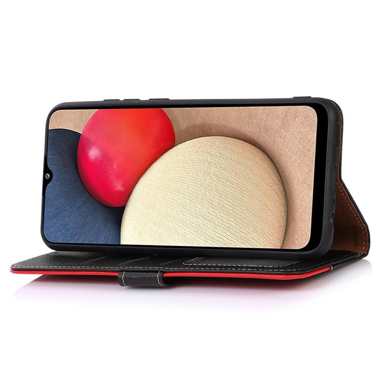 KHAZNEH For Motorola Edge 30 Neo 5G RFID Blocking Litchi Texture PU Leather Phone Case Stand Wallet Folio Flip Cover - Black