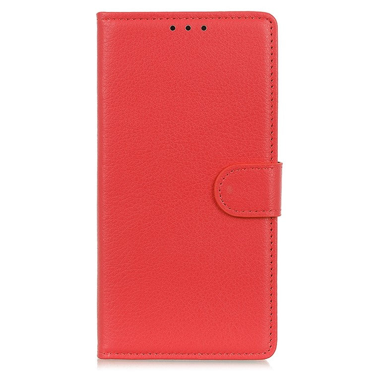 Litchi Texture PU Leather Cover for Motorola Edge 30 Neo 5G, Stand Wallet Magnetic Clasp Drop-proof Cell Phone Case - Red