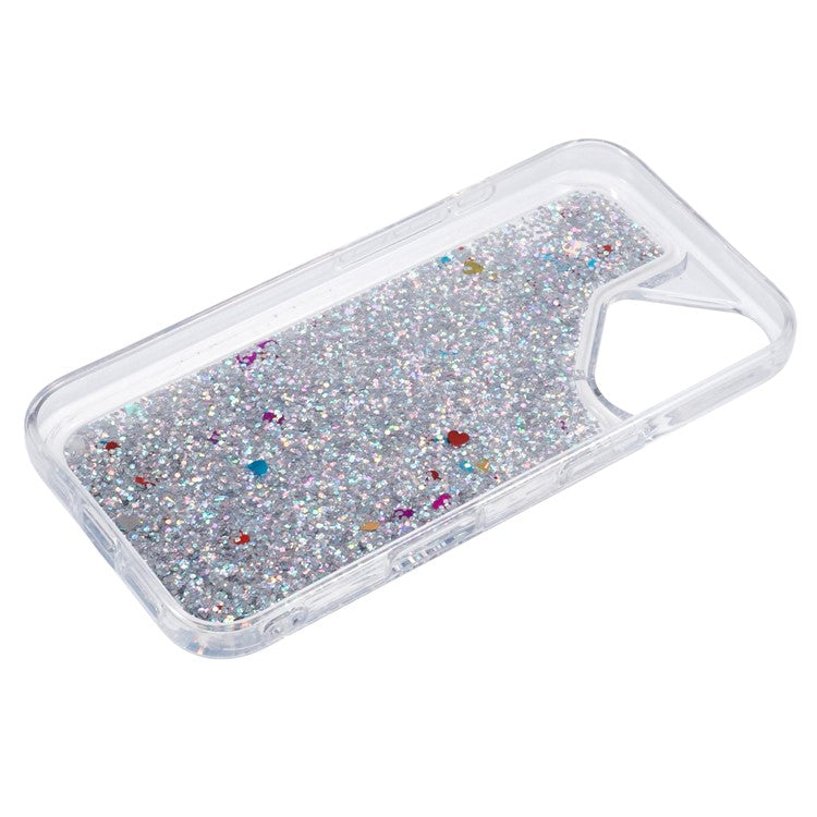 For iPhone 16 Case Floating Quicksand Pattern Soft TPU Back Cover - Feather