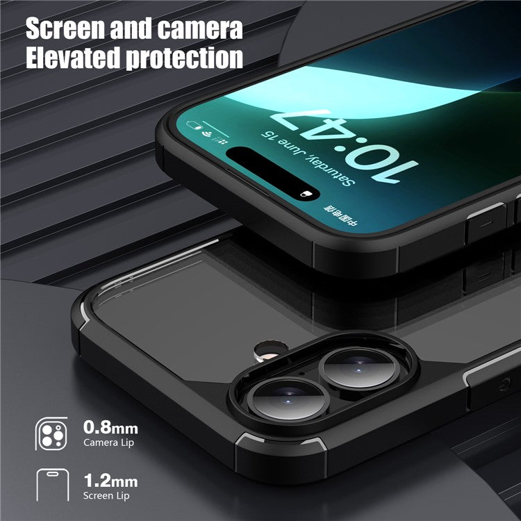 Defense Armor Series for iPhone 16 Case Anti-Scratch TPU+PC Clear Back Shell - Blue