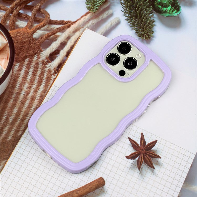 For iPhone 16 Pro Case Wavy Edge Design PC + TPU Shockproof Phone Cover - Purple