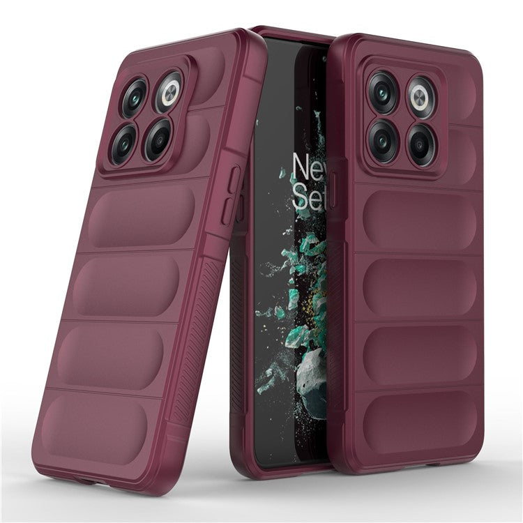 For OnePlus 10T 5G / Ace Pro 5G Shockproof Rugged Design Phone Case Anti-Scratch Soft TPU Back Cover - Wine Red