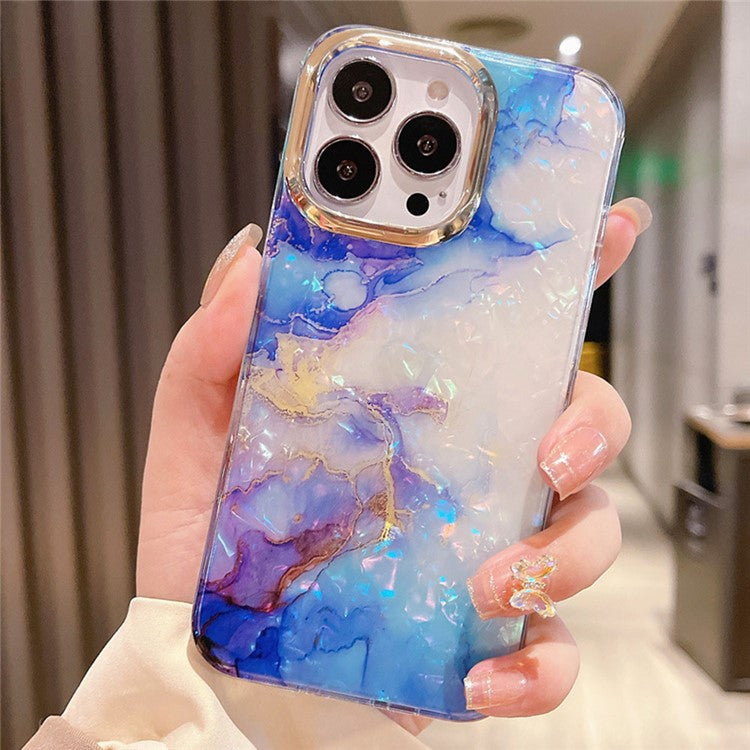 For iPhone 16 Pro Case IMD Marble Shell Pattern TPU+PC Phone Cover - Style 6