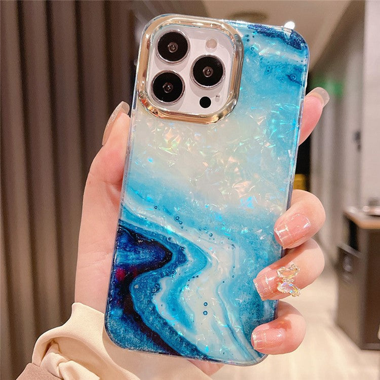 For iPhone 16 Pro Case IMD Marble Shell Pattern TPU+PC Phone Cover - Style 3