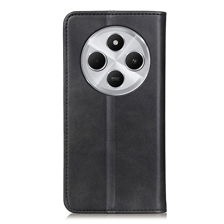 For Xiaomi Poco C75 4G / Redmi 14R 5G / 14C 4G Case Split Leather Flip Wallet Phone Cover - Black