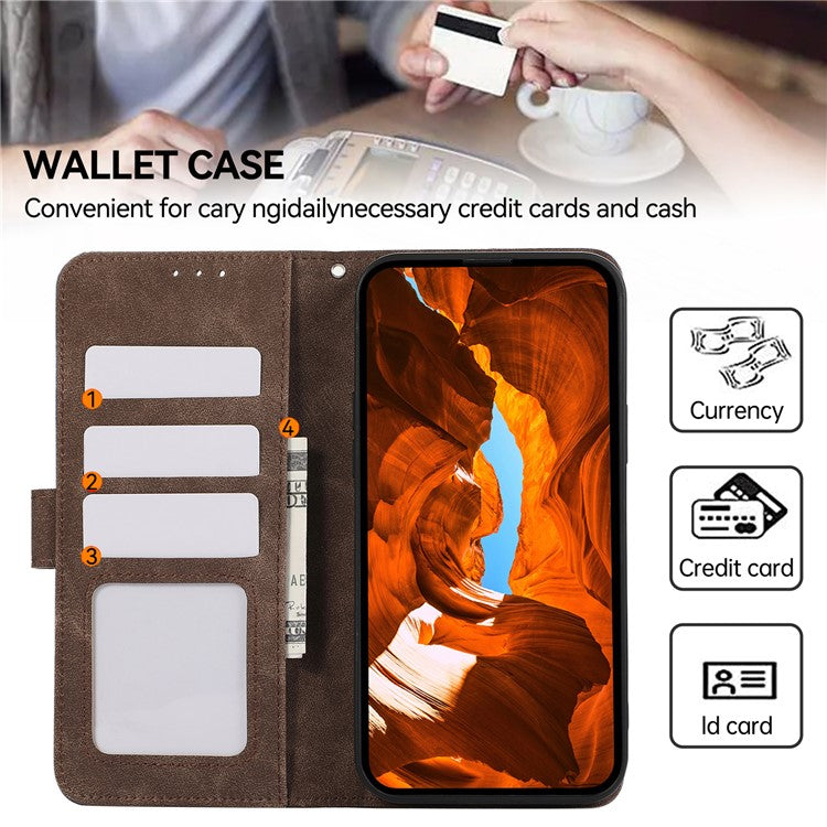 ABEEL For Xiaomi Poco C75 4G / Redmi 14R 5G / 14C 4G Case Color Splicing Leather Flip Phone Cover RFID Blocking - Brown