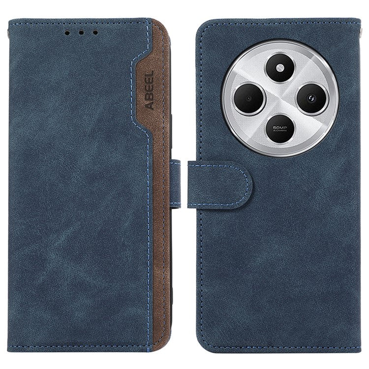 ABEEL For Xiaomi Poco C75 4G / Redmi 14R 5G / 14C 4G Case Color Splicing Leather Flip Phone Cover RFID Blocking - Blue