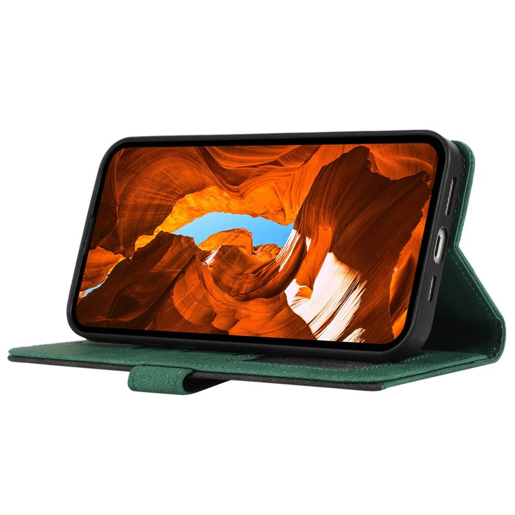 ABEEL For Xiaomi Poco C75 4G / Redmi 14R 5G / 14C 4G Case Color Splicing Leather Flip Phone Cover RFID Blocking - Green