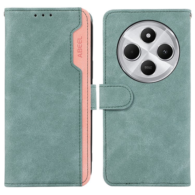 ABEEL For Xiaomi Poco C75 4G / Redmi 14R 5G / 14C 4G Case Color Splicing Leather Flip Phone Cover RFID Blocking - Baby Blue
