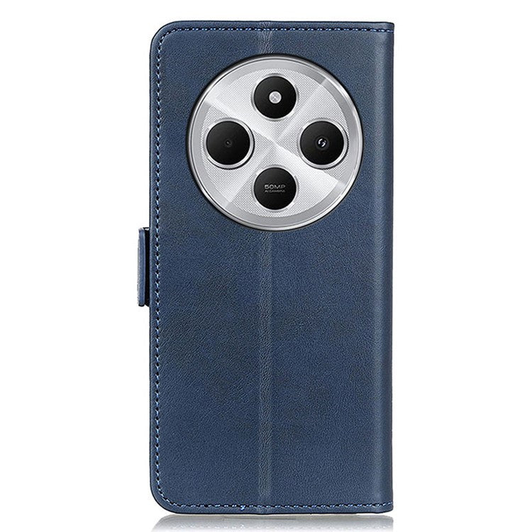 For Xiaomi Poco C75 4G / Redmi 14R 5G / 14C 4G Case Stand Cowhide Texture PU Leather Phone Cover - Blue