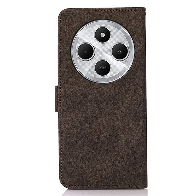 KHAZNEH For Xiaomi Poco C75 4G / Redmi 14R 5G / 14C 4G Stand Case PU Leather Wallet Phone Cover - Brown