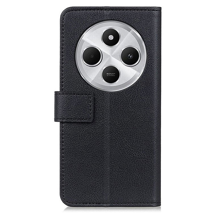 For Xiaomi Poco C75 4G / Redmi 14R 5G / 14C 4G Case PU Leather Stand Wallet Phone Cover - Black