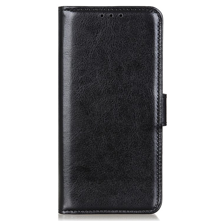 For Xiaomi Poco C75 4G / Redmi 14R 5G / 14C 4G Case Crazy Horse Texture PU Leather Phone Stand Cover - Black