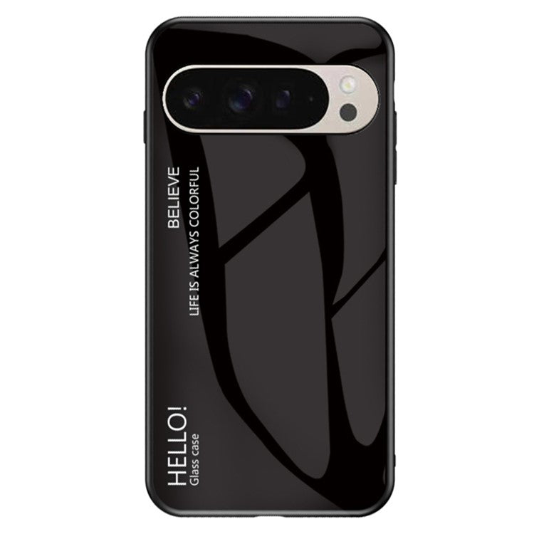 For Google Pixel 9 Pro / 9 Case Anti-Scratch Tempered Glass + PC+TPU Phone Cover - Black