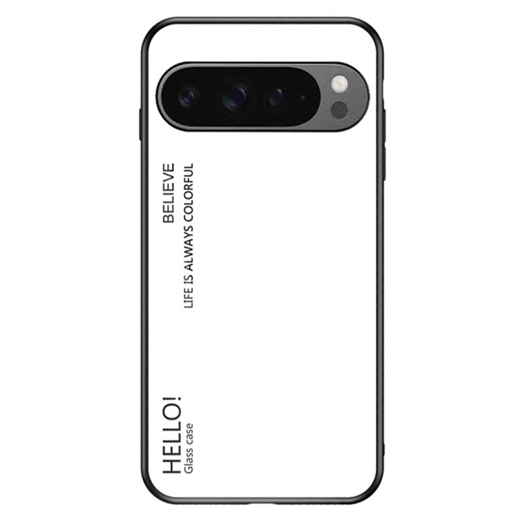 For Google Pixel 9 Pro XL Case Anti-Scratch Tempered Glass + PC+TPU Phone Cover - White