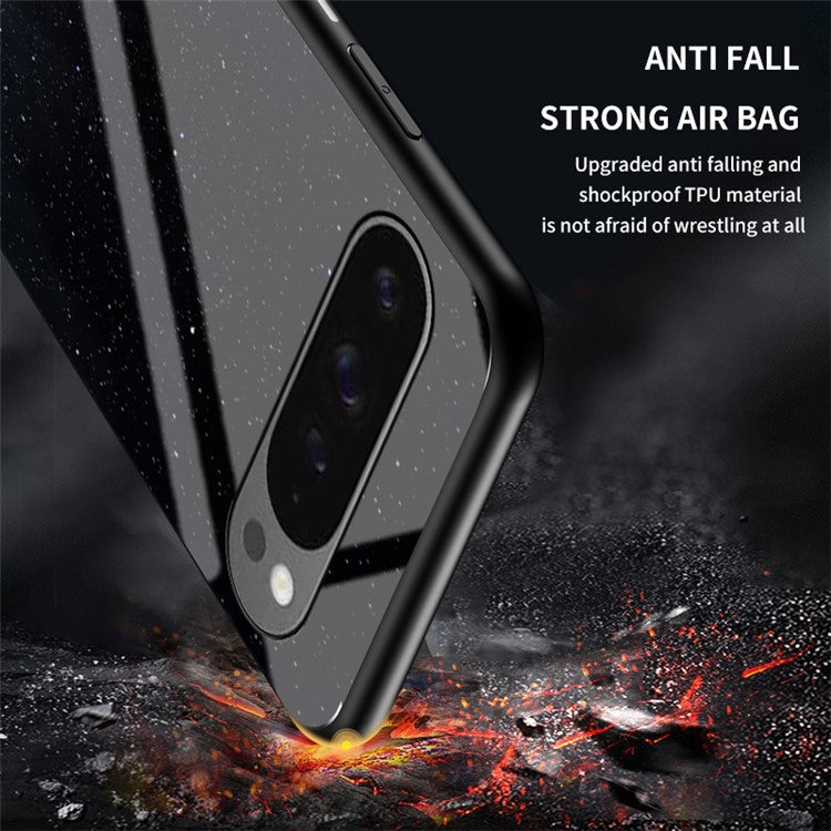 For Google Pixel 9 Pro XL Case Starry Sky Pattern Tempered Glass Phone Cover - Bright Starry Sky