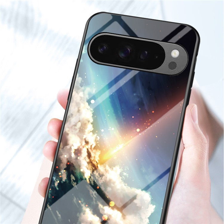 For Google Pixel 9 Pro XL Case Starry Sky Pattern Tempered Glass Phone Cover - Color Starry Sky