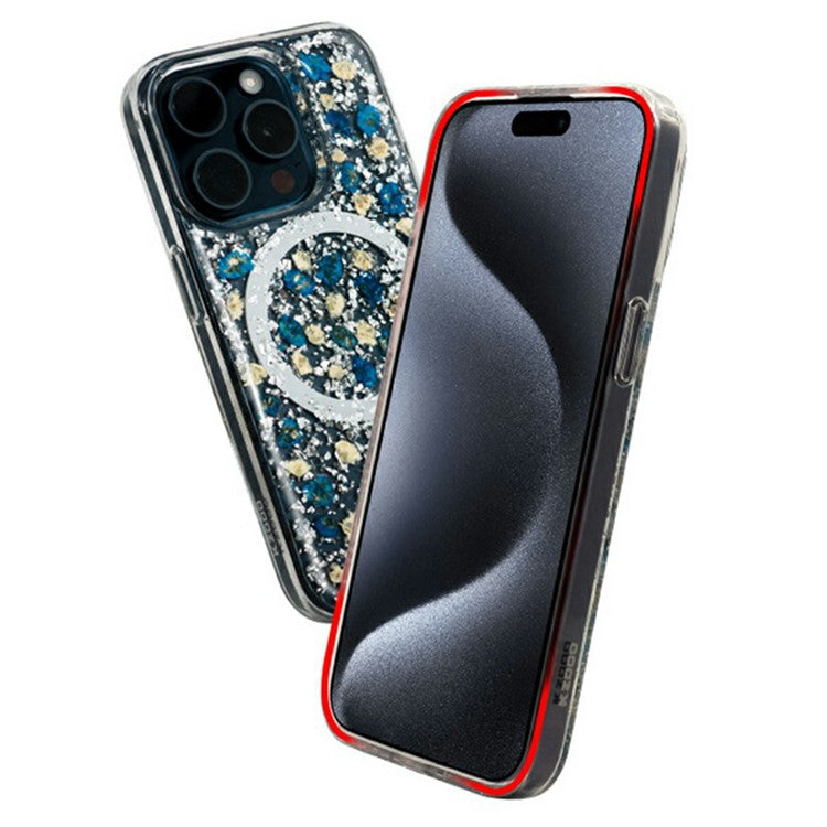 KZDOO Mag Flowers Series for iPhone 16 Pro Case Compatible with MagSafe Anti-Drop TPU+PC Phone Cover - Lilac