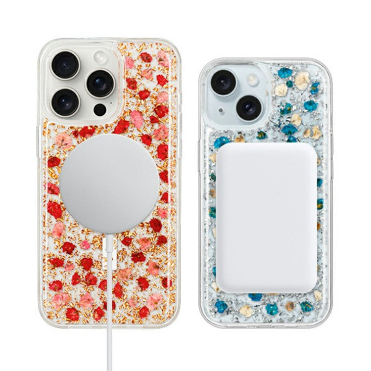 KZDOO Mag Flowers Series for iPhone 16 Pro Case Compatible with MagSafe Anti-Drop TPU+PC Phone Cover - Lilac