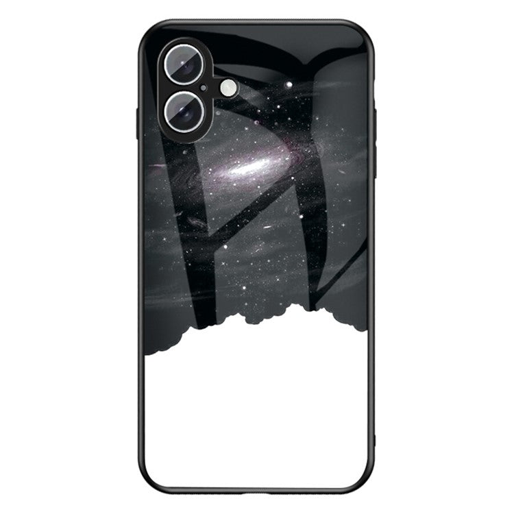 For iPhone 16 Case Starry Sky Pattern Tempered Glass Phone Cover - Cosmic Starry Sky