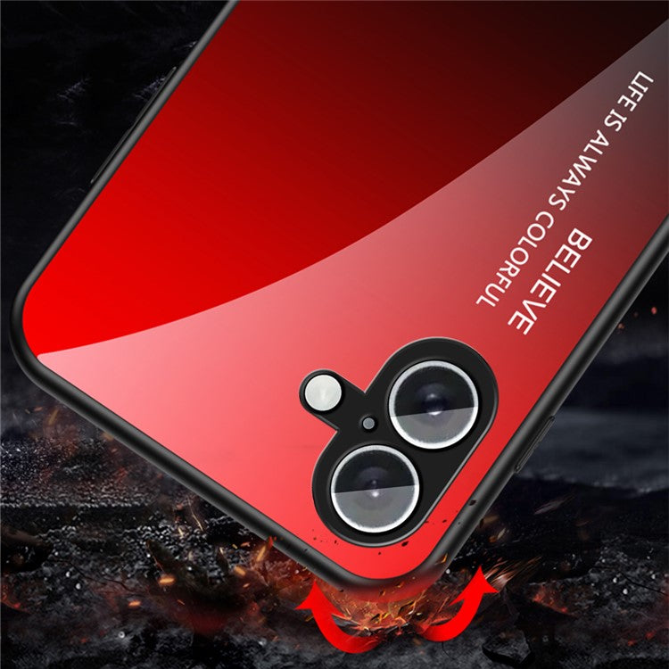 For iPhone 16 Case Anti-Scratch Tempered Glass + PC+TPU Phone Cover - Black