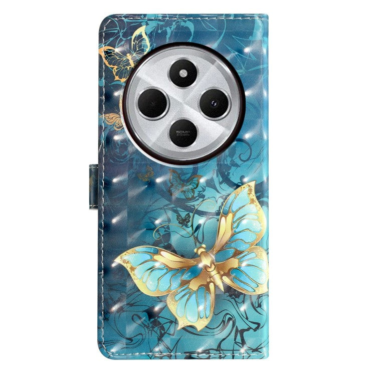 For Xiaomi Poco C75 4G / Redmi 14R 5G / 14C 4G Case PU Leather 3D Pattern Printing Wallet Phone Cover - Butterfly