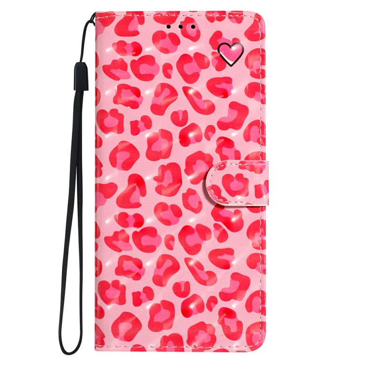 For Xiaomi Poco C75 4G / Redmi 14R 5G / 14C 4G Case PU Leather 3D Pattern Printing Wallet Phone Cover - Pink Leopard Print