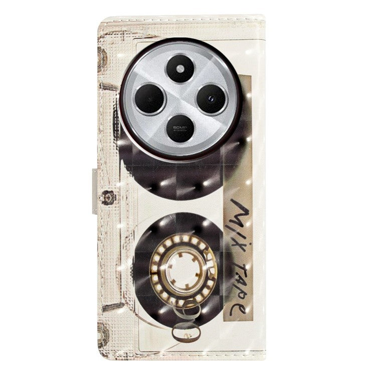 For Xiaomi Poco C75 4G / Redmi 14R 5G / 14C 4G Case PU Leather 3D Pattern Printing Wallet Phone Cover - Tape