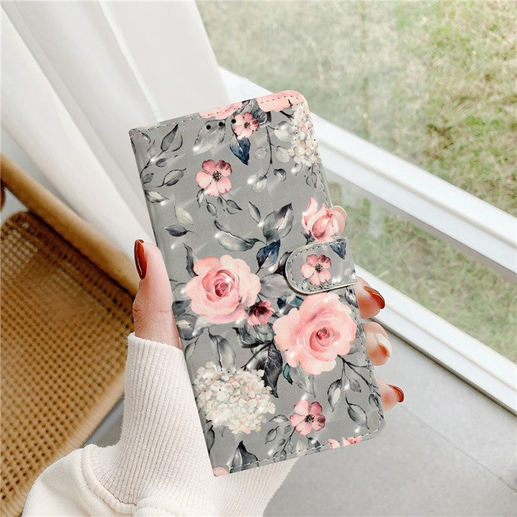 For Xiaomi Poco C75 4G / Redmi 14R 5G / 14C 4G Case PU Leather 3D Pattern Printing Wallet Phone Cover - Flowers