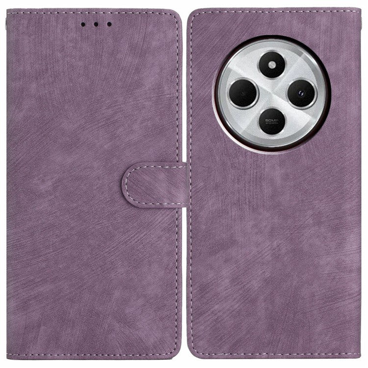 For Xiaomi Poco C75 4G / Redmi 14R 5G / 14C 4G Case with Card Clots Skin-Touch PU Leather Phone Cover Stand - Purple