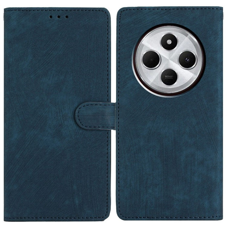 For Xiaomi Poco C75 4G / Redmi 14R 5G / 14C 4G Case with Card Clots Skin-Touch PU Leather Phone Cover Stand - Blue