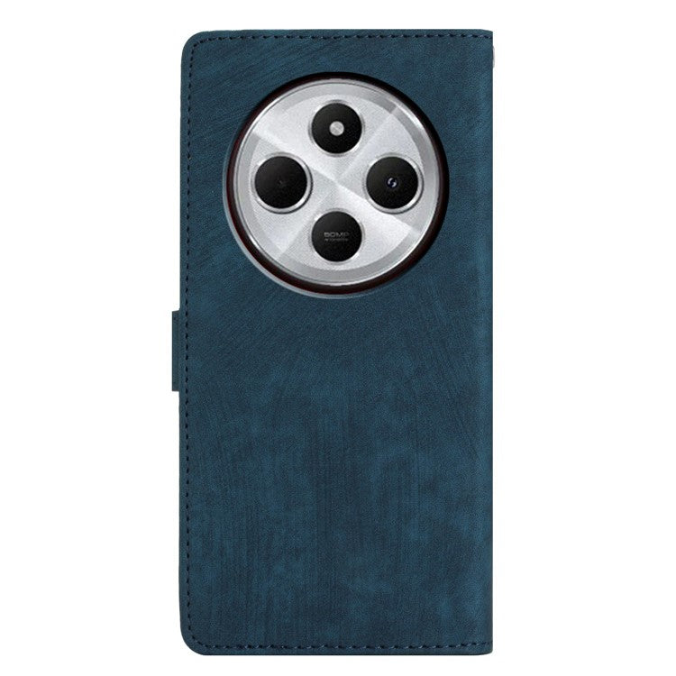 For Xiaomi Poco C75 4G / Redmi 14R 5G / 14C 4G Case with Card Clots Skin-Touch PU Leather Phone Cover Stand - Blue