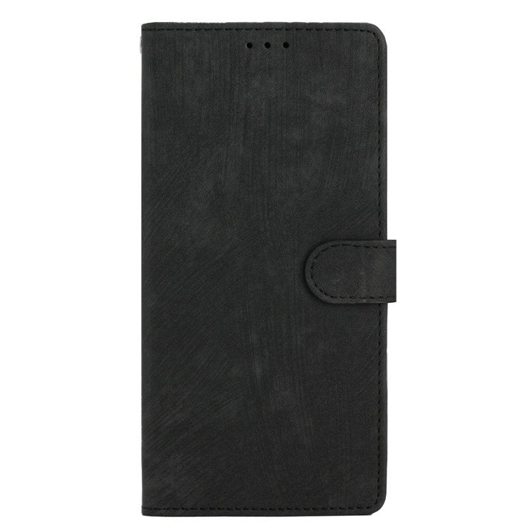 For Xiaomi Poco C75 4G / Redmi 14R 5G / 14C 4G Case with Card Clots Skin-Touch PU Leather Phone Cover Stand - Black