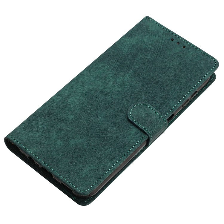 For Xiaomi Poco C75 4G / Redmi 14R 5G / 14C 4G Case with Card Clots Skin-Touch PU Leather Phone Cover Stand - Green