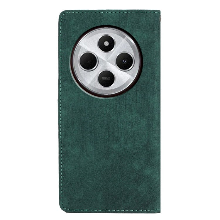 For Xiaomi Poco C75 4G / Redmi 14R 5G / 14C 4G Case with Card Clots Skin-Touch PU Leather Phone Cover Stand - Green