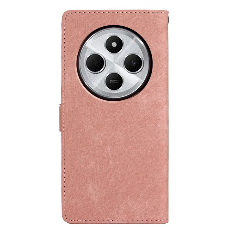 For Xiaomi Poco C75 4G / Redmi 14R 5G / 14C 4G Case with Card Clots Skin-Touch PU Leather Phone Cover Stand - Pink